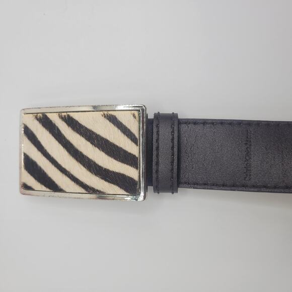 Calvin Klein Black and White Zebra Print Belt main image 4